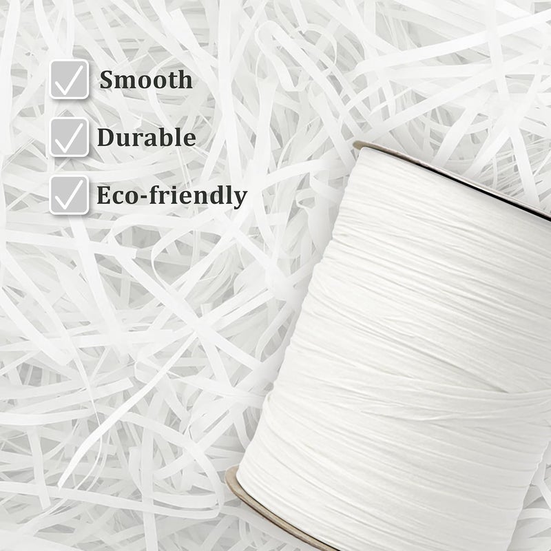 SEEBERY Raffia Ribbon for Crafts - Raffia Yarn Grass Twine for Gift Wrapping, DIY Decoration & More | Matte String Paper Rope for Crochet - 1/4'' Wide, 100 Yards, White - Image 4